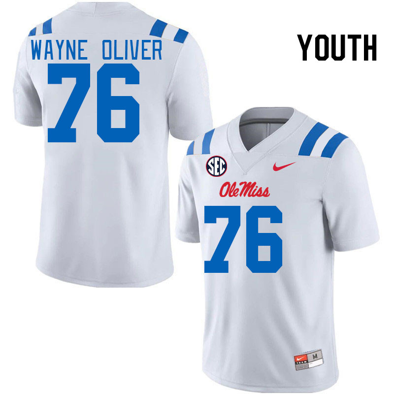 Youth #76 John Wayne Oliver Ole Miss Rebels 2024 New Uniforms College Football Jerseys Stitched-Whit